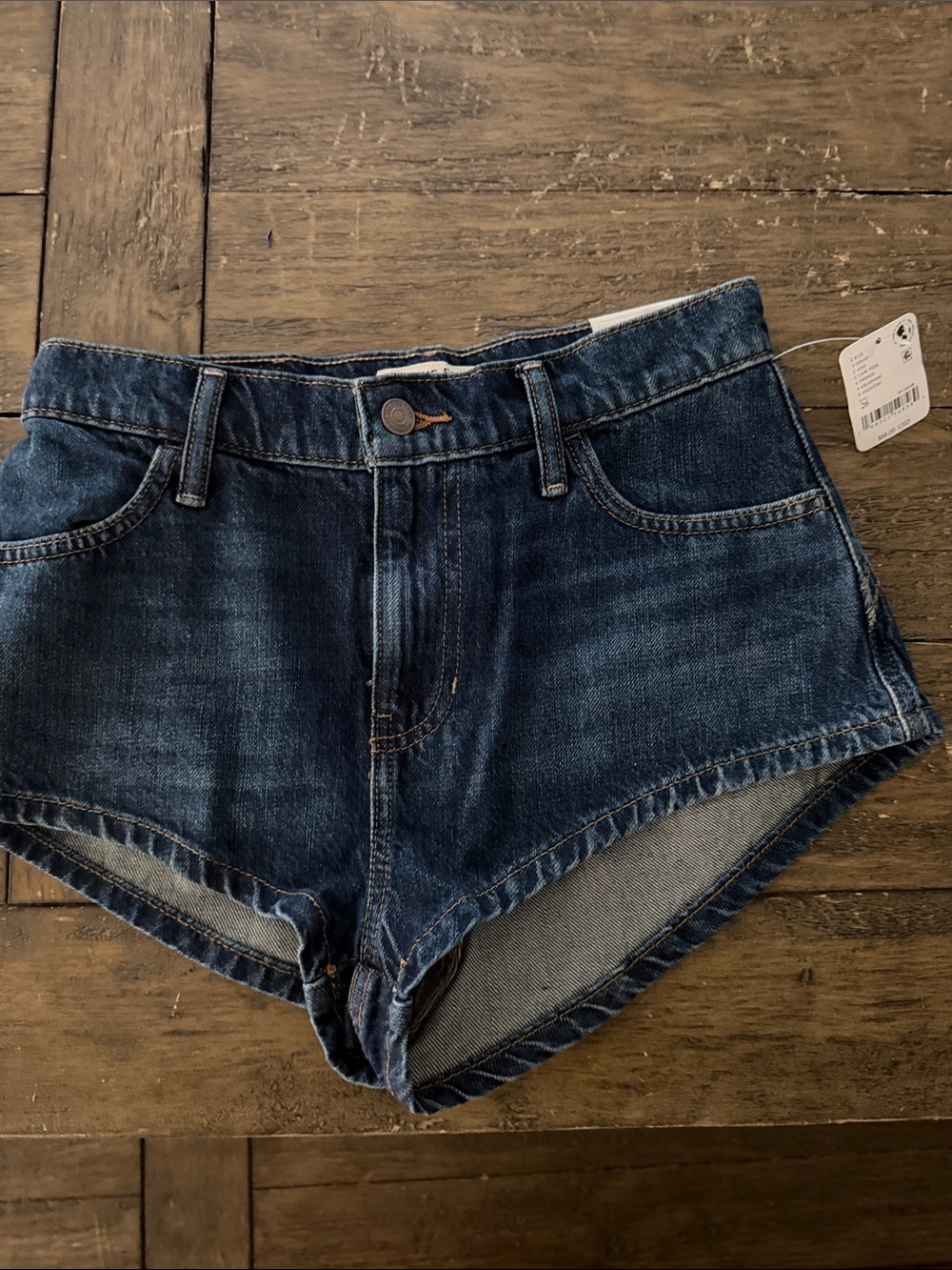 We The Free Dark Blue Denim High-Rise Jean Shorts